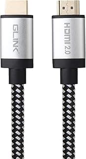 كابل HDMI من GLINK GL-201 فائق السرعة 4K إصدار 2.0 مع إيثرنت 18Gbps، يدعم DOLBY و3D و4K@60Hz وHDCP 2.2، إرجاع الصوت، مغطى بالقماش، موصل معدني مطلي بالذهب (15 متر/50 قدم)