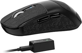 ماوس ألعاب لاسلكي خفيف الوزن R6، مستشعر PAW 3950 ماكس، نورديك 52480، 8KHz، DPI تصل إلى 42K، مع مفتاح أومرون البصري، يدعم الشحن عبر USB-C، 7 أزرار قابلة للبرمجة مع ملصق ممن اتاك شارك، أسود