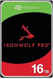 هارد ديسك سيجيت IronWolf Pro سعة 16 تيرابايت، مخصص لأجهزة NAS، مقاس 3.5 بوصة، SATA 6 جيجابت/ثانية، 7200 لفة في الدقيقة، ذاكرة مؤقتة 256 ميجابايت، مع خدمة استعادة البيانات لمدة 3 سنوات (ST16000NT001)