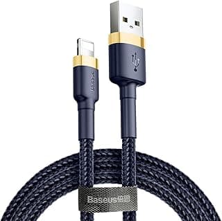 كابل شحن cafule USB لهواتف ايفون 1.5 امبير 2 متر ذهبي+ازرق