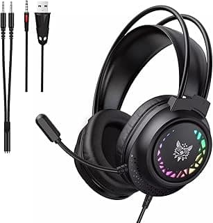 x92سماعة رأس للألعاب, إضاءة RGB, صوت محيطي ثلاثي الأبعاد, ميكروفون قابل للثني بدوران 360 درجة, لون أسود