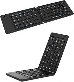 Mini foldable Bluetooth keyboard, ultra-lightweight wireless keyboard with quiet typing, rechargeable battery, LED charging indicator, compatible with Android, iOS, and Windows devices |HB023S (Black)