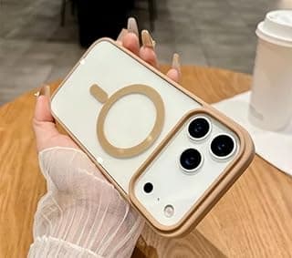 جراب هاتف حمايه مغناطيسي لموبايل ايفون 17 برو 6.3 بوصة متوافق مع ماج سيف، غطاء ممتص للصدمات ومضاد للخدش (اسود) (بني)