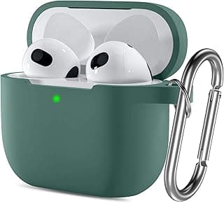 Silicone Case Cover Compatible with AirPods 4(2024) - Premium Silicone with Hook, Supports Wireless Charging, Shockproof Protection (Green)