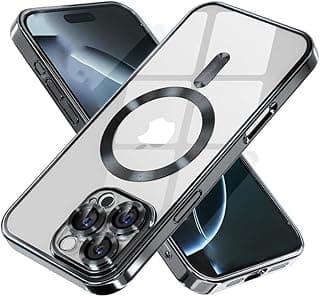 Premium Soft Clear Case for iPhone 16 Pro Max Camera Lens Full Protection, Compatible with MagSafe Wireless Charging, Shockproof Electroplated TPU Phone Cover iPhone 16 Pro Max 6.9 Inch 2024 -Black