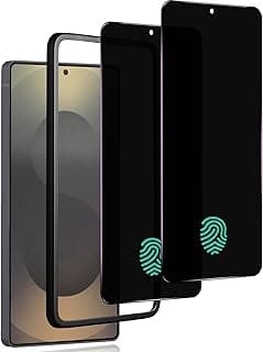 Tempered Glass Screen Protector for Samsung Galaxy S25 Ultra [with Fingerprint] [Pack of 2] Anti Spy Film Screen Protector Matte Black Protective Film 9H Hardness Tempered Privacy Glass Bubble-Free