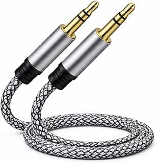 كابل صوت Aux ذكر إلى ذكر 3.5mm مجدول نايلون مع رأس مطلي بالذهب لستيريو السيارة، الهواتف الذكية، والسماعات