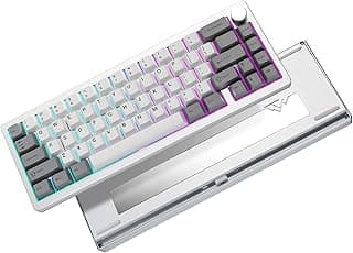 AL68 60% Wireless Mechanical Keyboard, QMK/VIA Aluminum Keyboard, Hot Replaceable Keyboard with Knob, RGB Gaming Keyboard for Mac/Windows/Linux (Silver, Cocoa Cream v2)