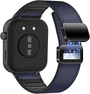 سوار بديل متوافق مع هواوي Watch Fit 4 / Fit 4 Pro / Fit 3، جلد وسيليكون هجين، رياضي مع قفل مغناطيسي