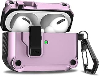 جراب AirPods Pro 2 للنساء والرجال، قفل أمان فريد مع ميدالية لـ AirPods Pro الجيل الثاني/الأول 2022/2019 ضوء LED أمامي مرئي بنفسجي
