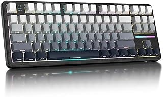 ATTACK SHARK X87 80% Wireless Mechanical Gaming Keyboard, BT/2.4G/USB-C Hot-swappable Seal, RGB Lighting, 4000mAh, Linear Switch, PBT Keys with Side Engraved Gradient-Black White
