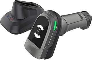 2D Wireless Barcode Scanner UP-9000W with Charging Stand and LCD Screen Handheld QR Code Reader for Warehouse Inventory Logistics and Retail Management Black