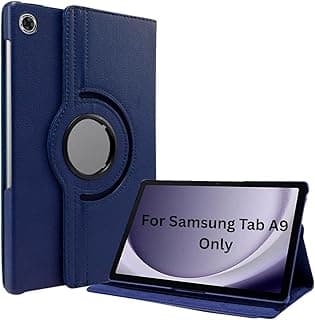 غطاء حماية Dl3 Mobilak لجهاز سامسونج Galaxy Tab A9 مقاس 8.7 بوصة (SM-X110/X115/X117)، حامل ذكي قابل للدوران 360 درجة، غطاء جلد قابل للطي مع زوايا مشاهدة متعددة، خاصية النوم والاستيقاظ التلقائي (أزرق)