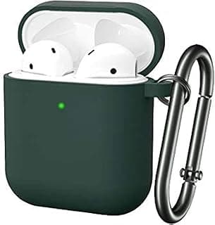 جراب سيليكون kx2326 لسماعات Airpods مع حلقة تعليق - أخضر غامق