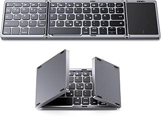 OMOTON Foldable Bluetooth Keyboard with Touchpad, Wireless Folding Keyboard, Multi-Device, Rechargeable, Portable for iPad, iPhone, Android, Windows Laptop, Desktop, Tablet and PC, QWERTZ
