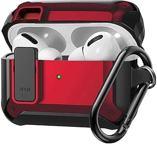 جراب لـ Airpods Pro الجيل الثاني/الأول مع قفل 2023/2022/2019، جراب حماية قوي لـ Airpod Pro 2، غطاء مدرع مضاد للصدمات لـ Apple iPod Pro الجيل 2/1، أسود/أحمر