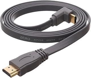كابل HDMI عالي السرعة Zero Electronics طول 1.2 متر مسطح 1080P 3D إيثرنت مطلي بالذهب بزاوية 90 درجة متوافق مع بلايستيشن وبروجيكتور وPS5 واكس بوكس ولابتوب وشاشات الكمبيوتر