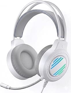 سماعة راس للالعاب S606، ابيض، USB، صوت محيطي 7.1، اضاءة RGB، ميكروفون بخاصية تقليل الضوضاء