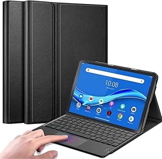 جراب كيبورد تاتش باد لجهاز لينوفو Tab M10 Plus مقاس 10.3 بوصة FHD (TB-X606F / TB-X606X)، كيبورد بلوتوث لاسلكي قابل للفصل مغناطيسياً لجهاز لينوفو M10 FHD Plus مقاس 10.3 بوصة، أسود
