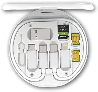 مجموعة محول USB-C الى لايتنينج - مجموعة كيبل شحن متعدد المنافذ مع بطاقة تخزين وحامل جوال واداة إخراج شريحة الاتصال للسفر، متوفرة بالوان متعددة (قطعتين)