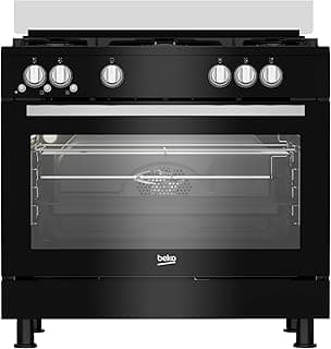 Beko Free Standing Gas Cooker - 90 cm - Gas Grill - Cooling And Cooking Fan - Turkey - GGR 15115 DX NBE (Black)