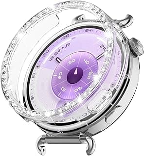 Shiny Diamonds Case for Huawei Watch GT 6 41mm Case Bezel Protector, Acrylic + Single Row Synthetic Diamonds Combining Cases (Transparent)