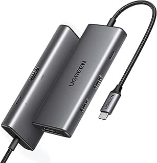قاعدة توصيل ريفودوك منفذ بيانات USB نوع C/A 10 Gbps USB 3.2 الجيل الثاني، 4K منفذ HMDI بتقنية الشحن السريع 100 وات، قارئ بطاقات SD/TF موزع USB نوع C لماك بوك وايباد وسيرفس برو/جو وستيم ديك من يوجرين