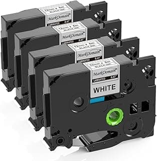 Compatible Label Tape Replacement for Brother TZe-231 TZ-231 Laminated P Touch Label Maker Tape, for PT D210 H110 D600 1230PC 1280, 0.47" x 26.2'(12mm x 8m), Black on White (4 Pack)