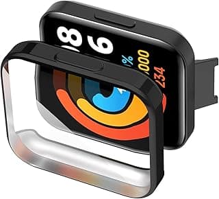 جراب حماية لساعة Redmi Watch 2 Lite، حماية كاملة، استيكر حماية للشاشة ضد الأتربة، قابل للإزالة (أسود مطلي)