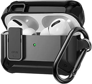 جراب حماية متين ومقاوم للصدمات من Amozo متوافق مع سماعات ابل AirPods Pro 2 / AirPods Pro الجيل الثاني (2022) - (أسود) (السماعات غير متضمنة) (جراب بقفل - أسود)