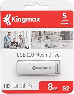 كينج ماكس ذاكرة فلاش USB 2.0 8GB S2، ذاكرة محمولة لنقل البيانات بسرعة عالية، تصميم صغير ومتين، مثالي للمستندات والموسيقى والصور والفيديوهات، ضمان 5 سنوات