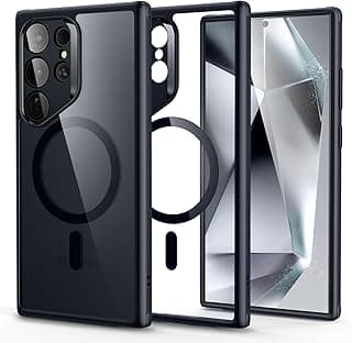 for Samsung S24 Ultra Case with Kickstand, Compatible with MagSafe, Magnetic Case for Samsung Galaxy S24 Ultra, 3 Stand Modes, Military-Grade Protection, Shockproof Protective Case, Clear Black