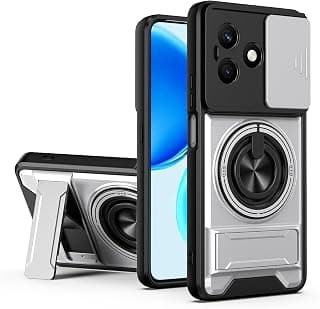 جراب حماية مقاوم للصدمات UNBLACK لحماية الكاميرا TPU + PC مع مسند متوافق مع Honor X8d (فضي)