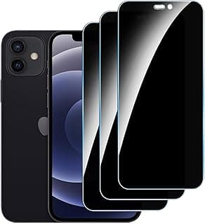 3 قطع: زجاج حماية (Tempered Glass) لهاتف ابل ايفون 12 / 12 Pro، حماية خصوصية، صلابة 9H، مضاد للتجسس، مضاد للخدش، بدون فقاعات، مضاد لبصمات الأصابع