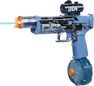 Electric Water Gun with Realistic Flame Light Effects Simulated Recoil Rechargeable Automatic Water Gun Summer Pool Water Toy for Children, Adults