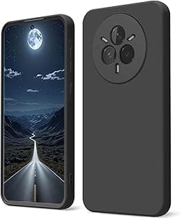 جراب سيليكون مرن لحماية الكاميرا مع بطانة مايكروفايبر لهاتف Oppo Realme 14 Pro Plus 5G / Realme 14 Pro+ 5G (أسود)