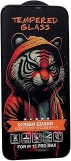 Tiger Anti Fingerprint 9H Full Coverage Tempered Glass Screen Protector With 3D Black Edge And Scratch Resistant For Iphone 15 - Transparent
