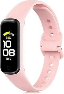 سوار بديل لمتعقب اللياقة البدنية سامسونج Galaxy Fit 2 (SM-R220) للنساء والرجال، حزام سيليكون ناعم قابل للتعديل (وردي)