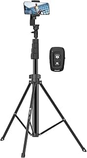 Tygot X-1 67-Inch (170cm) Aluminium Tripod with Bluetooth Remote, Mobile Holder, Phone Stand for Ring Light, GoPro & Camera, Light Stand for Video Recording, Shooting, Streaming, Reels, YouTube