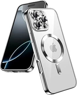 Soft Clear Case for iPhone 16 Pro 6.3-Inch, Camera Lens Full Protection, Compatible with MagSafe Wireless Charging, Shockproof Electroplated TPU Phone Cover (Silver)