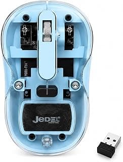 For JeDEL Wireless, Bluetooth Rechargeable Mouse - 1600 DPI Adjustable - Battery Life 180 Hours (WD141 Blue)