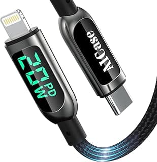 USB C Auf Lightning-Kabel, 1.2 m Lade-synchroniser-ungskabel mit LED-Display, kompatibel mit iPhone 13 13 Pro 12 Pro Max 12 11 X XS XR 8 Plus, AirPods Pro, unterstützt Power Delivery (1.2 m)