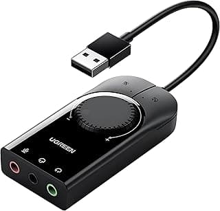 UGREEN USB External Stereo Sound Adapter, USB-A To 3.5mm Ear Mic Volume Control Adapter, 15cm - Black