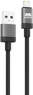 CL021-IP Lightning Compatible Fast Charging and Data Cable for iPhone and iPad, 1M High Quality Durable Braided Cord, Supports 2.4A Current for Safe and Stable Charging