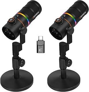 ميكروفون ألعاب D10 برو XLR/USB-C اي جوي لتسجيل المدونة الصوتية، ميكروفون ديناميكي سلكي/لاسلكي بإضاءة الفضاء اللوني RGB، كتم الصوت، تقليل الضوضاء PS4 وPS5 والبث المباشر ويوتيوب من كوميكا