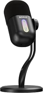 MARVO MIC-08 Blast 50 Streaming Microphone – USB Condenser Gaming Microphone with Cardioid Capsule, Noise Reduction, RGB Lighting, Touch Controls & Real-Time Monitoring (Black)