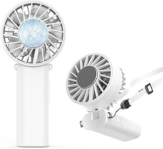 Turbo Handheld Fan Battery Rechargeable, Double Motor Portable Fan with Cooling, 3-in-1 Hand, Neck & Table Fan, 120° Foldable Turbo Fan for Travel Outdoor, White