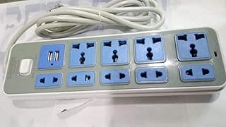 مشترك كهرباء (9 فتحات، 2 USB، تيار مستمر 5 فولت/1 أمبير)