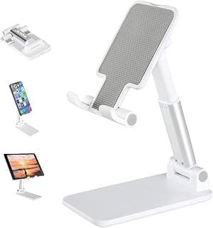 Cell Phone Stand, Angle Height Adjustable for Desk, Fully Foldable Holder, Tablet Stand, Case Friendly Compatible With All Mobile Phones/iPad/Kindle/Tablet Phone Dock
