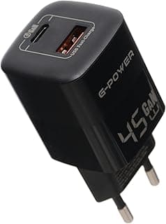 شاحن من جي باور بتقنية USB، متوافق مع ماك بوك برو وآيباد وآيفون وجالاكسي وبيكسل، بمنفذين